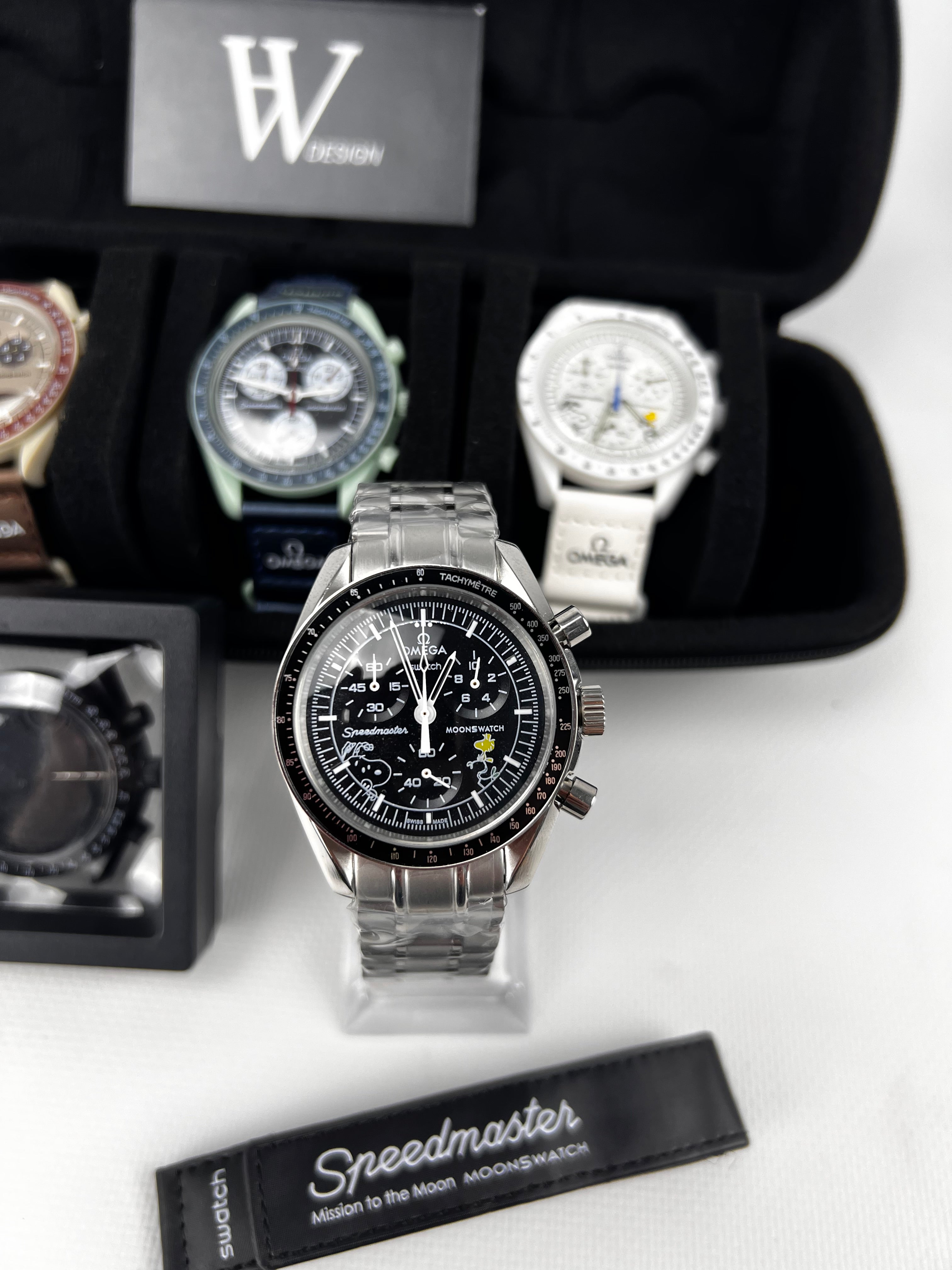 Omega x Swatch Mission to Moon black snoopy Steel mod by HW Design