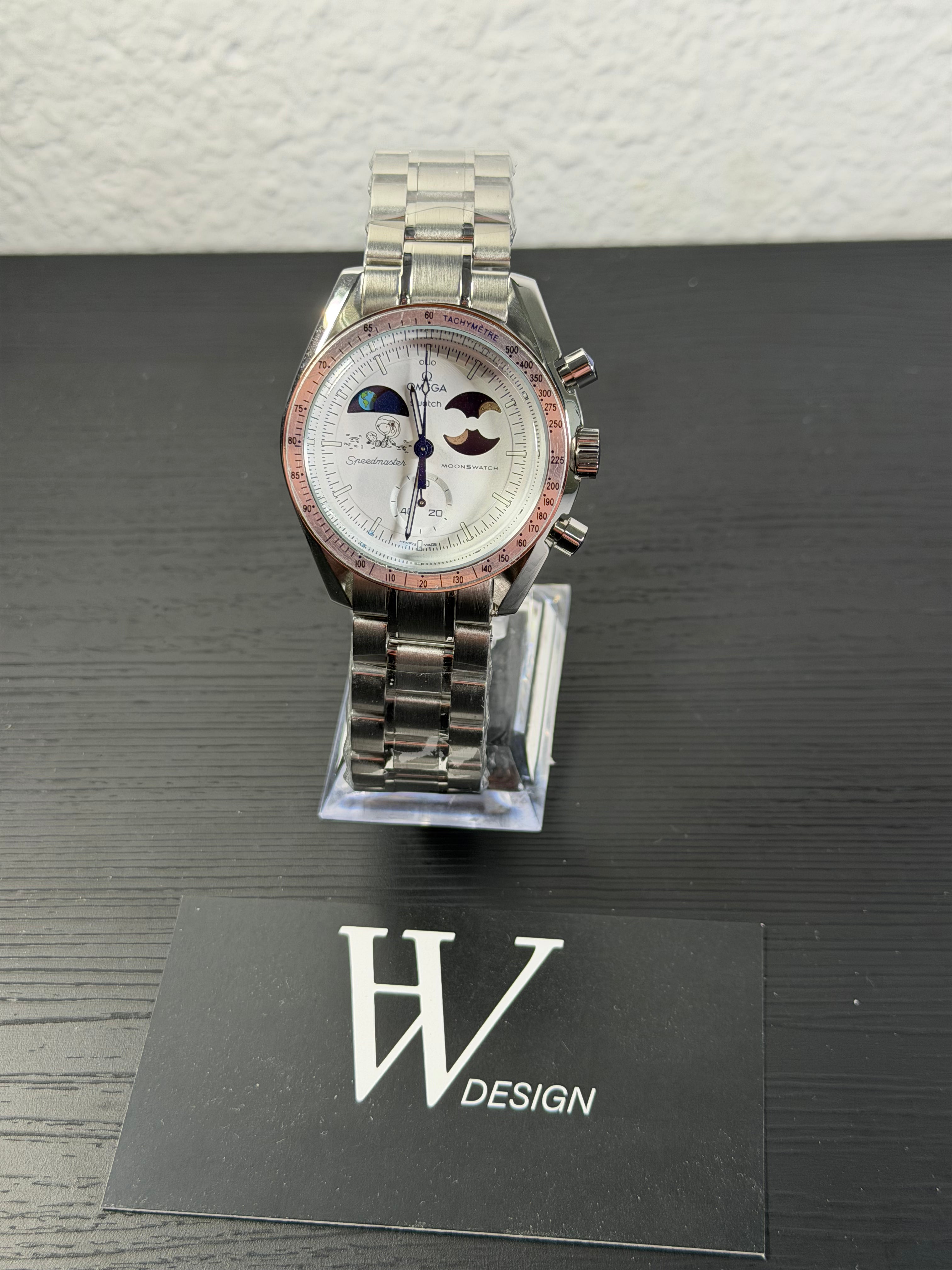 Omega x Swatch Mission to Snoopy Moonshine Gold White mod by HW Design