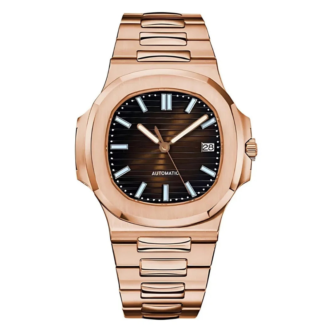 Seiko mod Nautilus Rose Gold Chocolate Relojes de oro rosa para