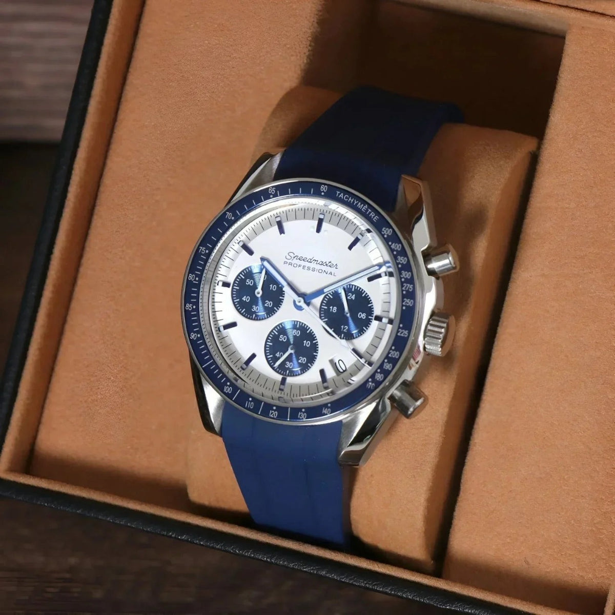 Speedko Professional Snoopy Blue de HW Design, cronógrafo de 41 mm con esfera azul, caja de acero 316L y cristal acrílico