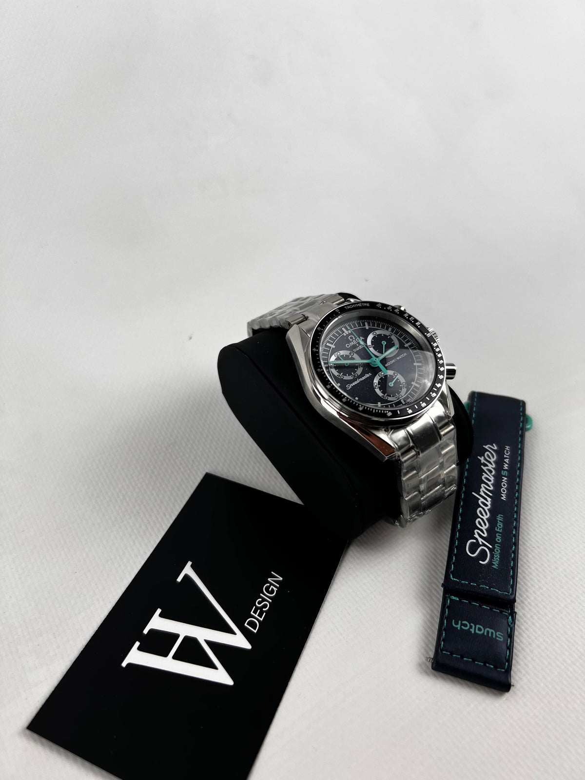 Omega x Swatch Mission to Earth Polar lights Steel mod de HW Design, cronógrafo de 42 mm, con caja de acero 316L y cristal de zafiro