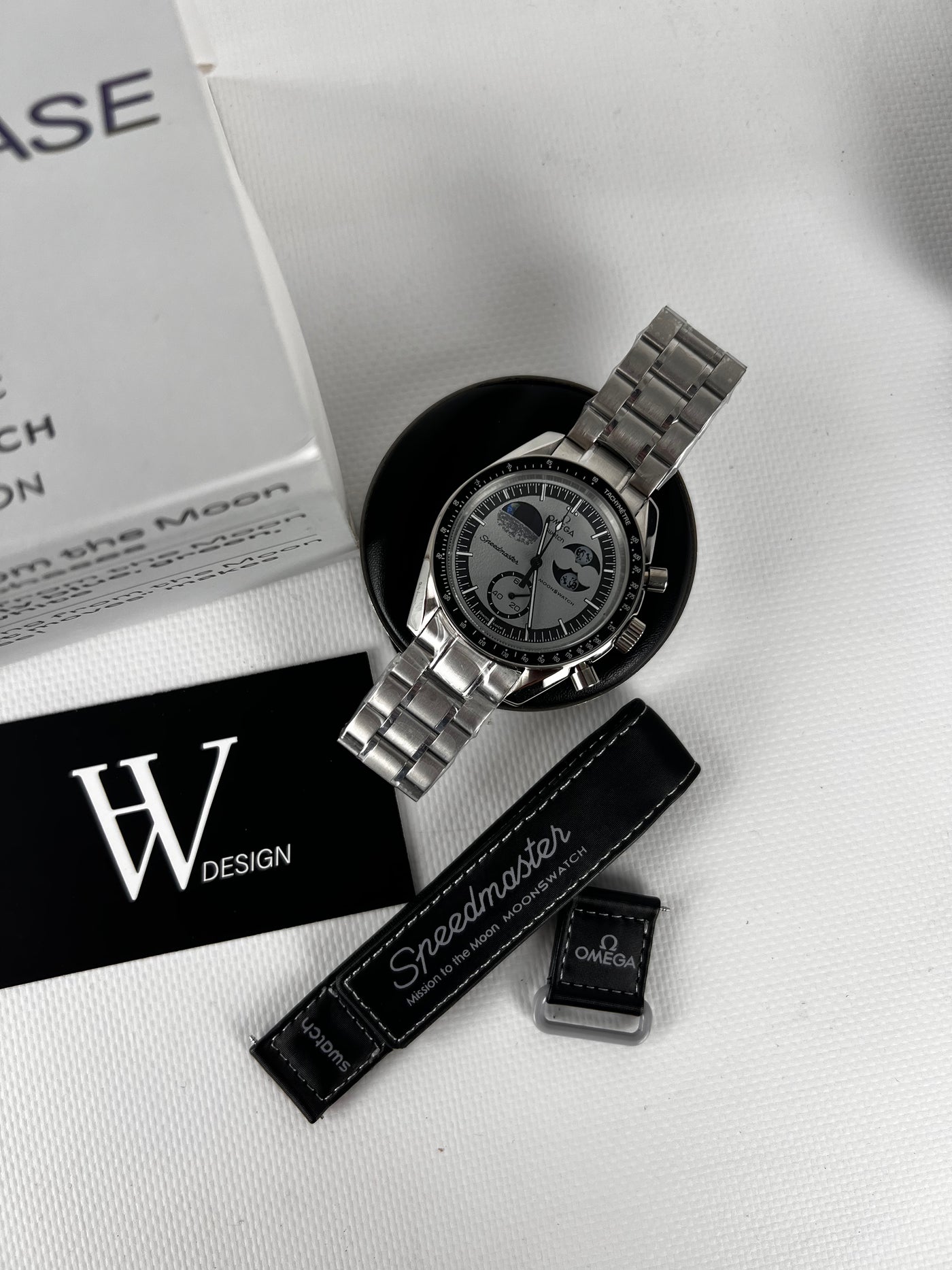 Omega x Swatch Mission to The EarthPhase Steel mod de HW Design, cronógrafo de 42 mm, con caja de acero 316L y cristal de zafiro