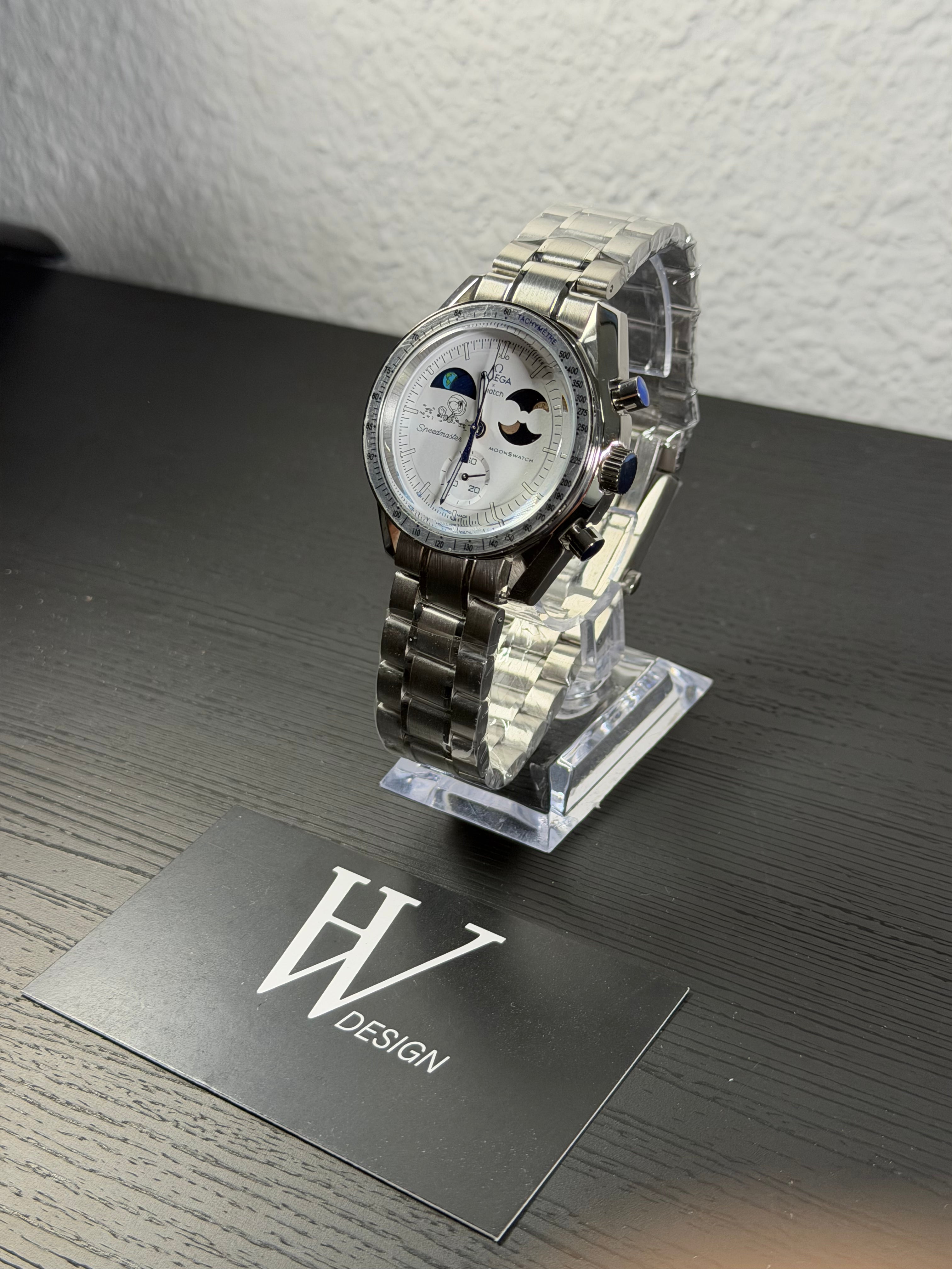 Omega x Swatch Mission to Snoopy Moonshine Gold White mod by HW Design