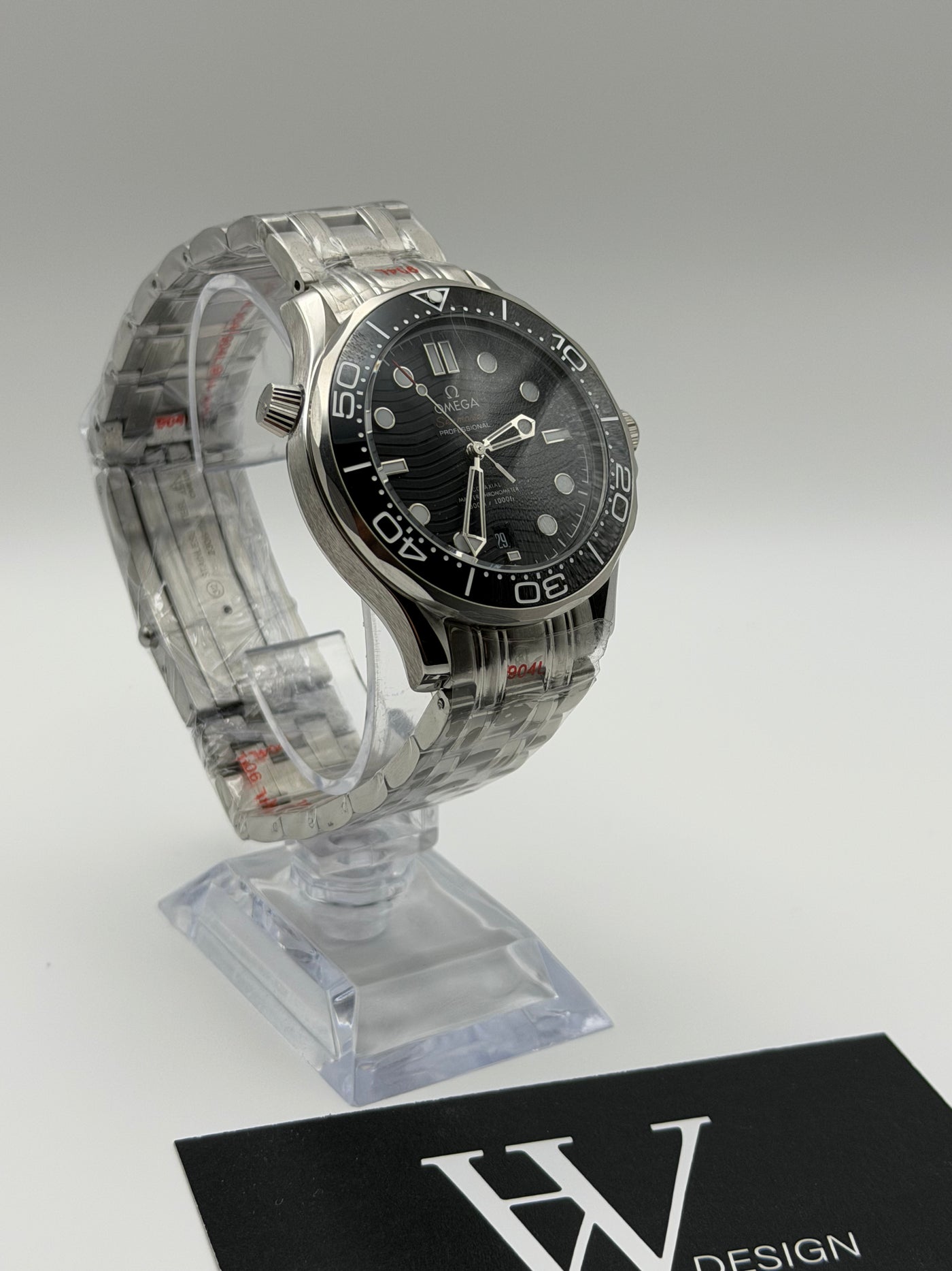Seikomaster Classic Black de HW Design, reloj diver de 41 mm con esfera negra, caja de acero 316L y cristal de zafiro