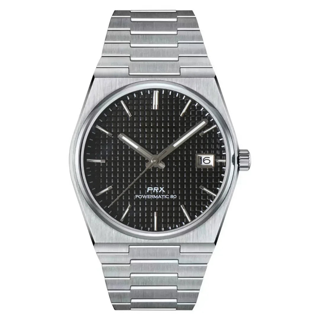Tissko PRX Black de HW Design, reloj de caja integrada de 40 mm con esfera negra, acero 316L y cristal de zafiro