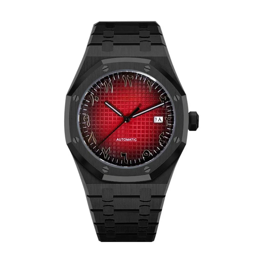 Royal Seikoak Arabic Inferno de HW Design, reloj de caja integrada de 41 mm con esfera roja, acero 316L y cristal de zafiro