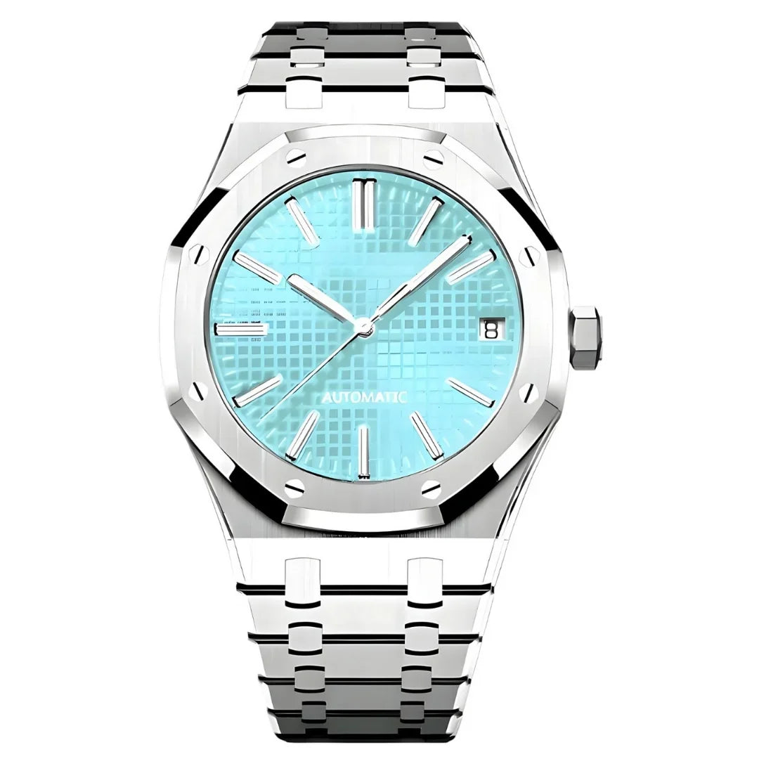 Royal Seikoak Ice Blue de HW Design, esfera azul hielo con grabado en relieve y caja octogonal de 41 mm