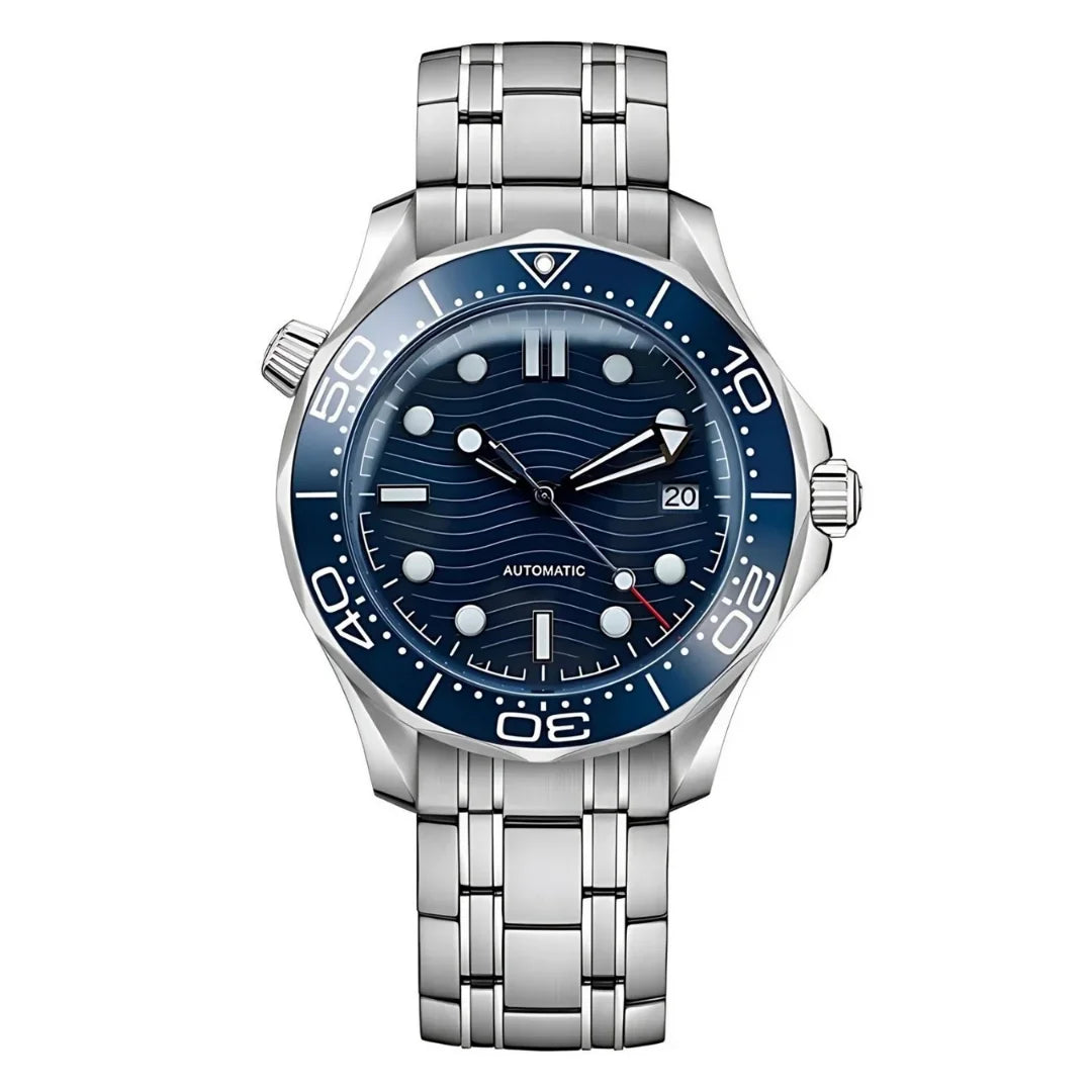 Seikomaster Classic Blue de HW Design, reloj diver de 41 mm con esfera azul, caja de acero 316L y cristal de zafiro
